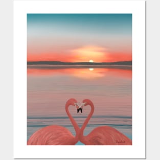 Flamingos in Love Posters and Art